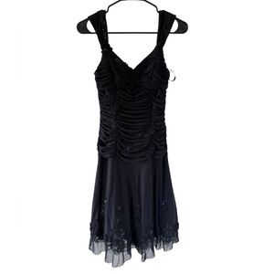 Sue Wong Vintage Black Beaded Ruched Dress